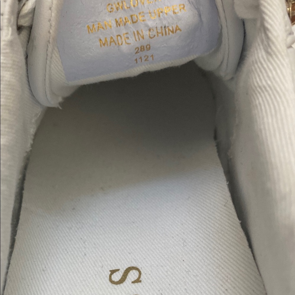 GUESS White and Gold Women's Sneakers - Picture 4 of 7